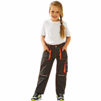 Planam Junior Bundhose oliv/orange 122/128