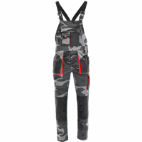 Sara Workwear Latzhose "KING" 245 g/m² 65% Polyester grau camo/rot...