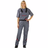 Planam Highline Damen Latzhose schiefer/schwarz/rot 46