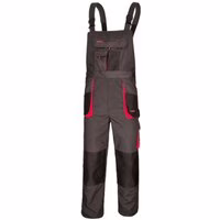 Arbeitslatzhose mit Kniepolstertaschen grau/rot 54