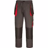Arbeitshose mit Kniepolstertaschen grau/rot 64