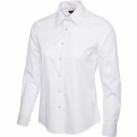 Damen Poplin Langarm Bluse Weiß S 120 g/m² 65 % Polyester