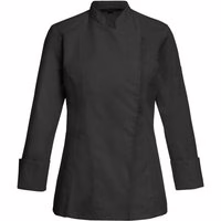 Greiff Damen Kochjacke mit verdeckter Druckknopfleiste Schwarz L