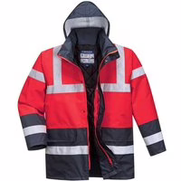 Portwest Warnschutz Kontrast Winter Verkehrsjacke Rot/Blau XXXL