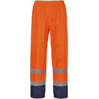 Portwest Klassische Kontrast Warnschutz-Regenhose Orange/Blau XL